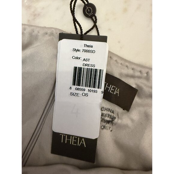 Theia Silvia Bateau Beaded Midi Dress Tan Metallic Sample Size 0  $845 [jb] - Picture 7 of 12